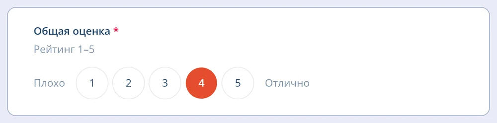 Рейтинг 1–5 в режиме проверки, ответ отмечен